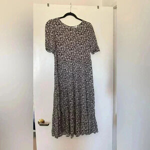 Short Sleeve Floral Print Tiered Aerie Dress